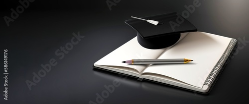 Class of 2023, square academic cap with tassel. AI generated. © Serhii