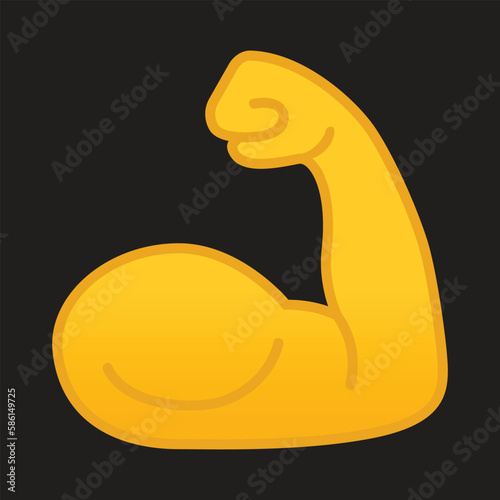 Flexed Biceps vector flat icon illustration design. Isolated arm flexing to show its biceps muscle. Represents strength, working out sign label.