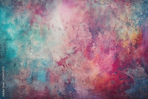  abstract painting with blue, pink, and green colors created with Generative AI technology