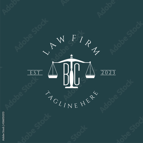 BC initial monogram for lawfirm logo with scale design vector