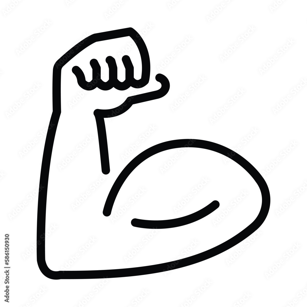 Obraz premium Flexed Biceps vector flat icon illustration design. Isolated arm flexing to show its biceps muscle. Represents strength, working out sign label.