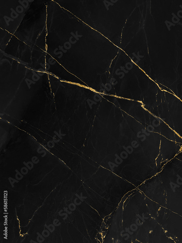 Black and gold marble luxury wall texture with shiny golden line pattern abstract background, Vertical image.