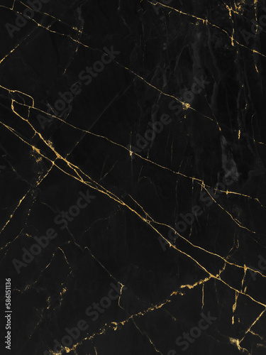 Black and gold marble luxury wall texture with shiny golden line pattern abstract background, Vertical image. © TON_PHOTO