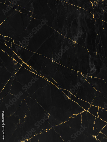 Black and gold marble luxury wall texture with shiny golden line pattern abstract background, Vertical image.