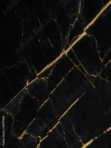 Black and gold marble luxury wall texture with shiny golden line pattern abstract background, Vertical image.