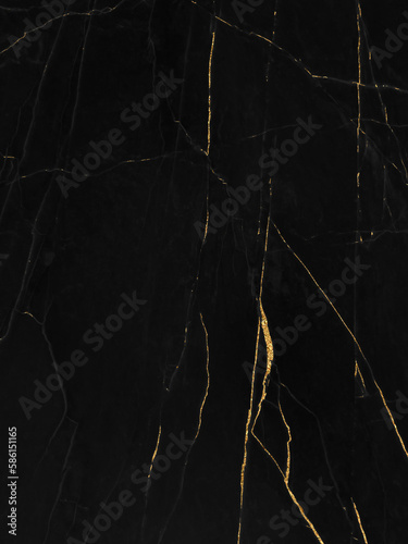 Black and gold marble luxury wall texture with shiny golden line pattern abstract background, Vertical image.