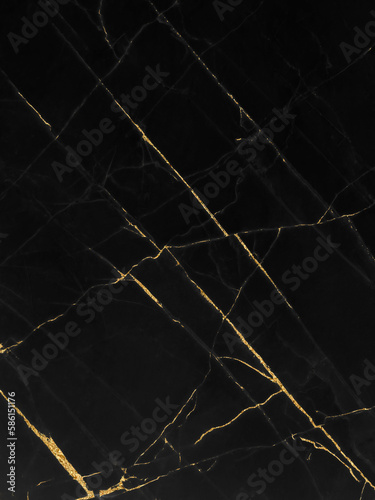 Black and gold marble luxury wall texture with shiny golden line pattern abstract background, Vertical image.