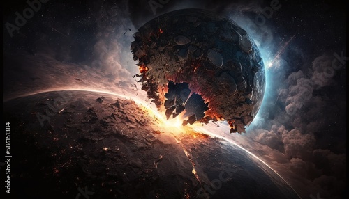 Catastrophic Impact of a Startling Image of an Asteroid Collision with Earth Generated by AI