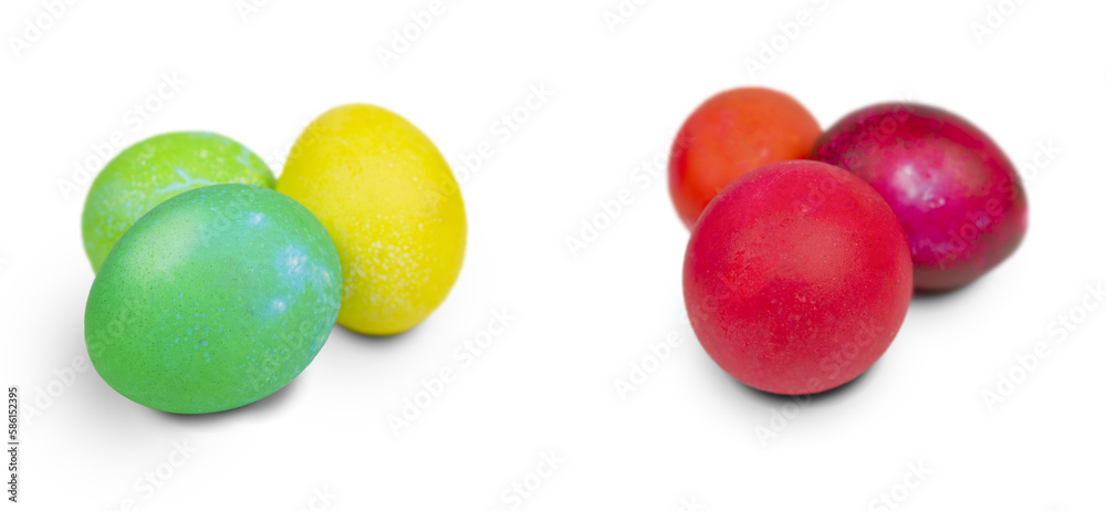 Colored Easter eggs isolated on a white background. Clipping path Colored Easter eggs isolated on a white background. Clipping path