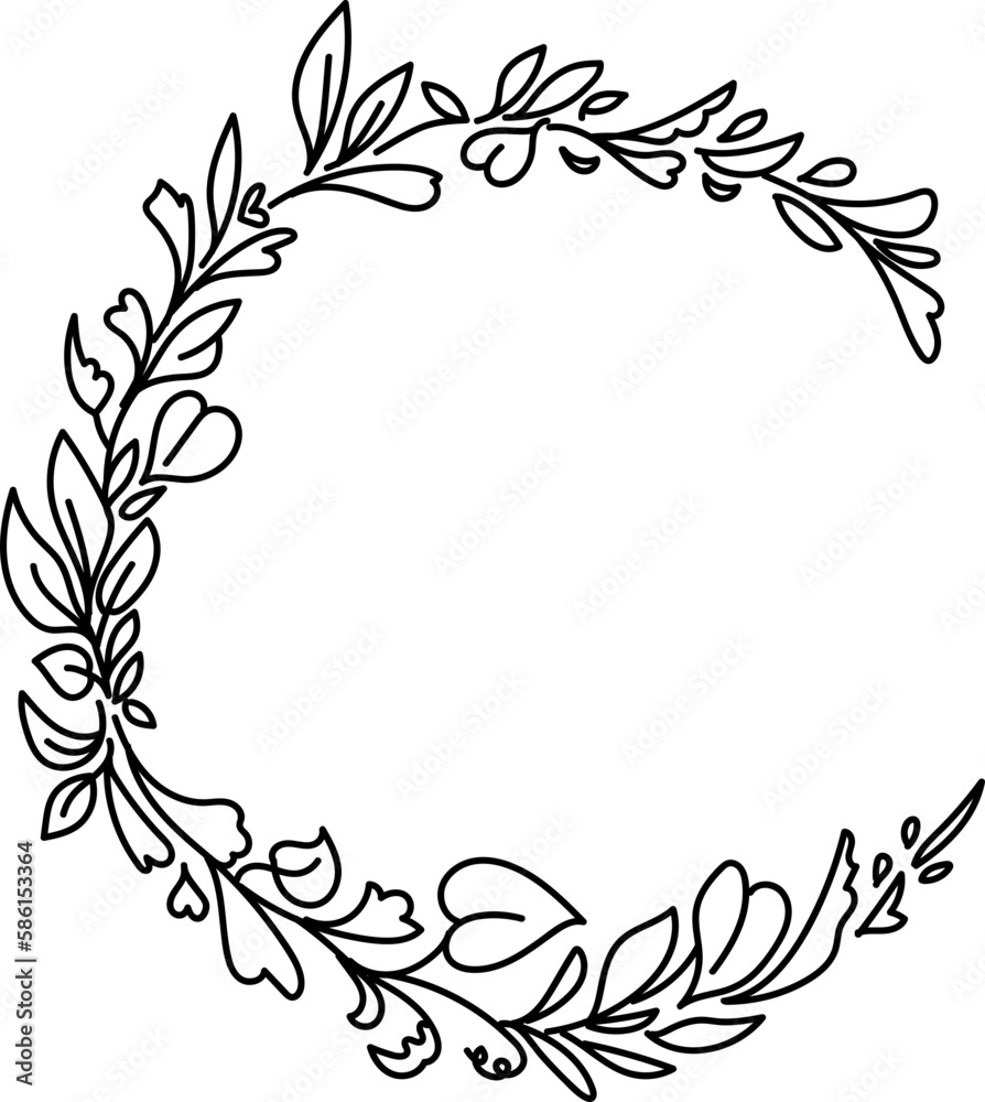 flower floral wreath frame border doodle illustration flower floral wreath frame border doodle illustration