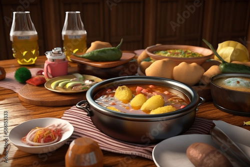 Colombia food on the table 3d render 
