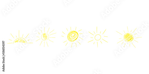 Sun. Cute doodle icon. Vector illustration weather symbol for website design, web button, mobile app.