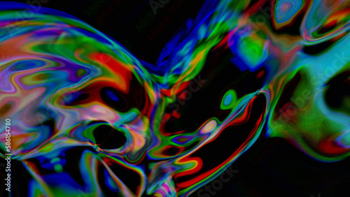 neon holographic liquid on black background