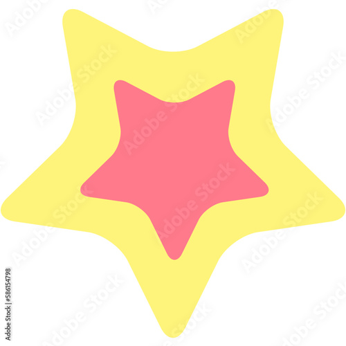 Pink and yellow star icon. Vector illustration