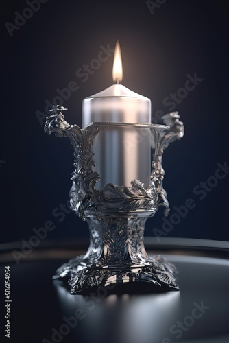 Artistic Silver Candle - AI Generated