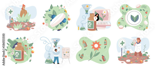 Scientist study research liquid medicine from natural herbal. Medical marijuana research. Modern and traditional medical, Alternative organic herbal drug and chemical medicine. Homeopathy healthcare