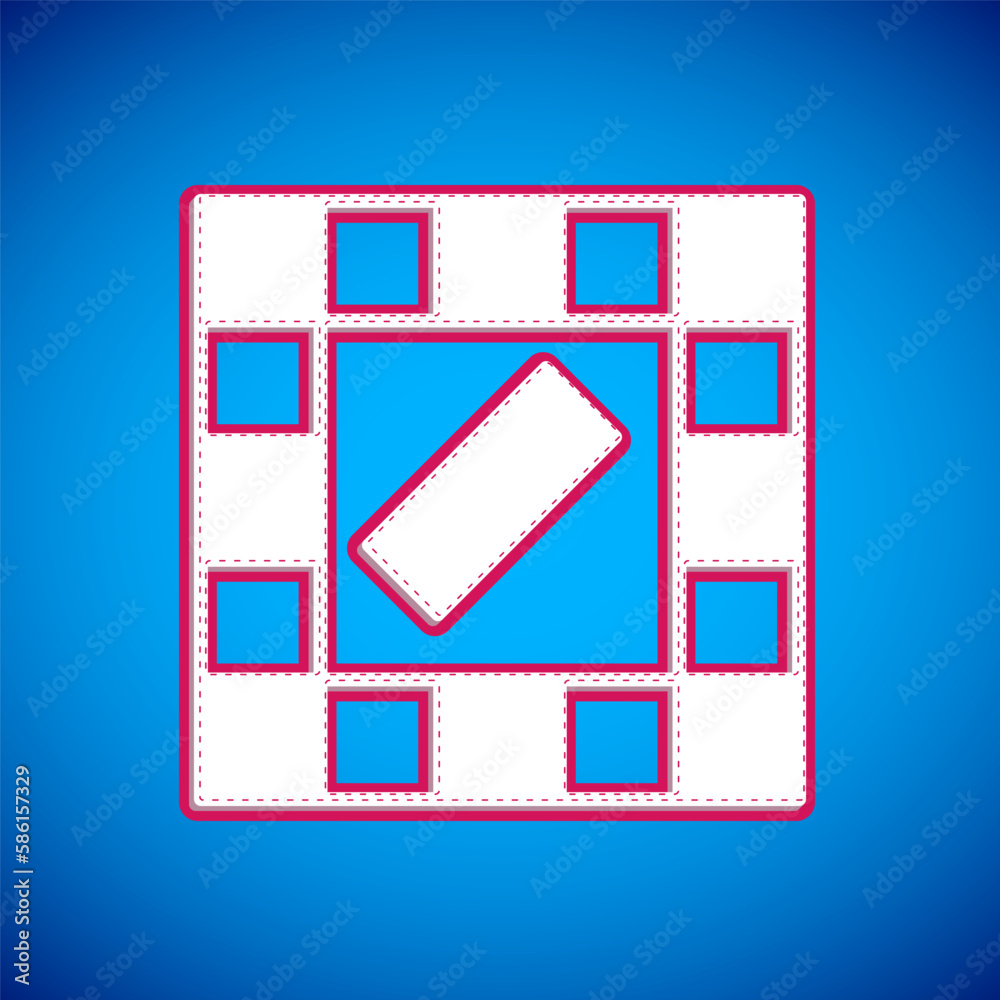White Board game icon isolated on blue background. Vector White Board game icon isolated on blue background. Vector