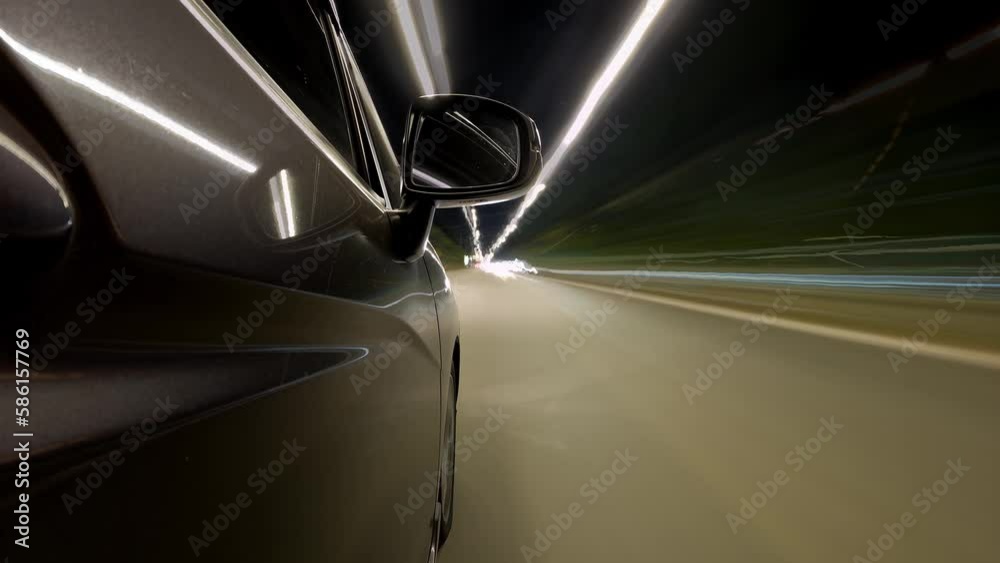 Car Driving In The City With Light Trails At Night. - hyperlapse, Long Exposure Car Driving In The City With Light Trails At Night. - hyperlapse, Long Exposure