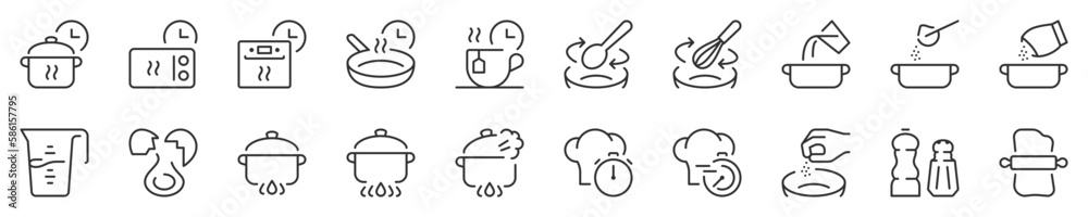 Cooking thin line icon set. Symbol collection in transparent background ...