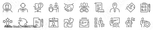 Hiring process, human resources concepts thin line icon set. Symbol collection in transparent background. Editable vector stroke. 512x512 Pixel Perfect.