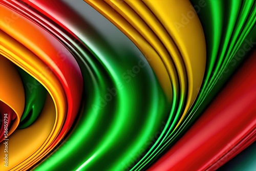 Vibrant 3D Tubes of Red, Yellow, and Green Colors with Striking 3D Effect, Perfect for Graphic Design and Visual Arts