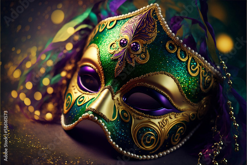 carnival mask on black, Generative AI