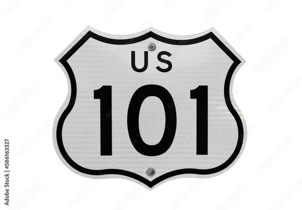 US Highway 101 sign isolated with cut out background. US Highway 101 sign isolated with cut out background.