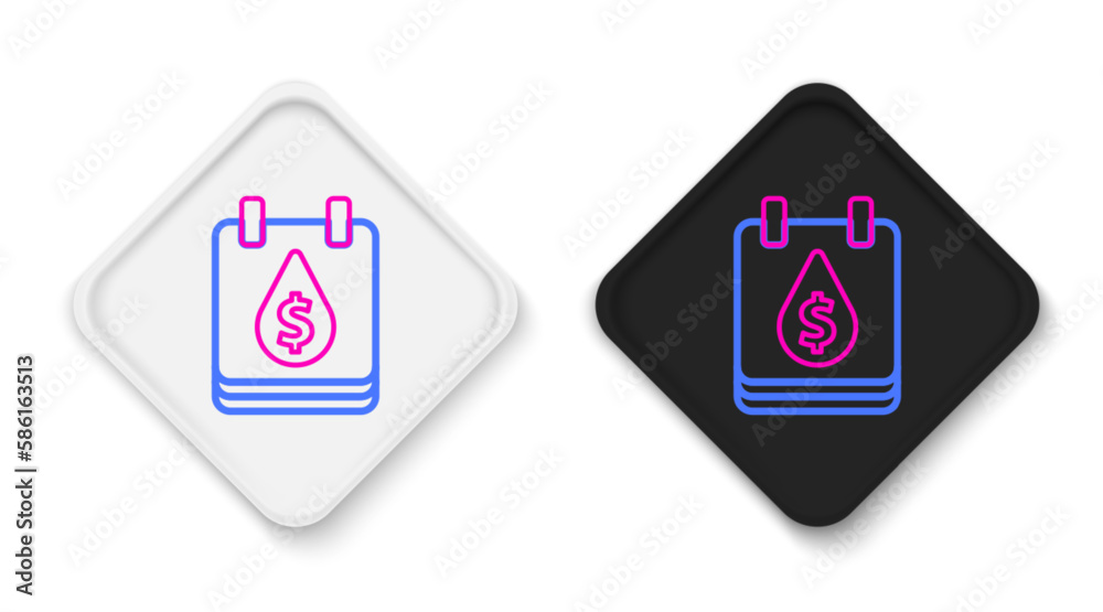 Line Oil drop with dollar symbol icon isolated on white background. Oil price. Oil and petroleum industry. Colorful outline concept. Vector Line Oil drop with dollar symbol icon isolated on white background. Oil price. Oil and petroleum industry. Colorful outline concept. Vector