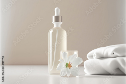 bottle of perfume with flower, Generative AI