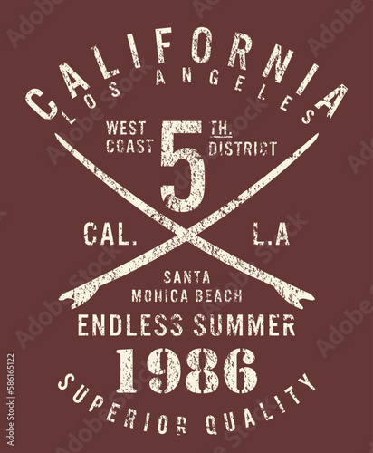 California surf typography, t-shirt graphics , vectors