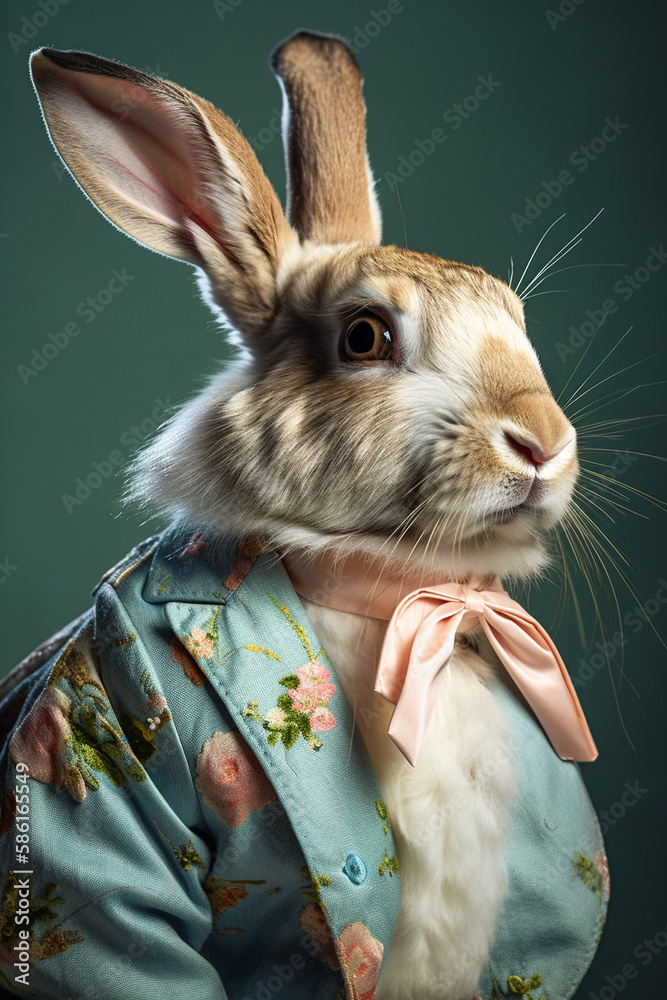 High Fashion High Class Luxury Rabbit with Suit and Bow Looking Very ...