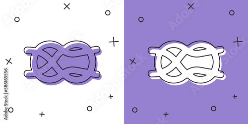 Set Nautical rope knots icon isolated on white and purple background. Rope tied in a knot. Vector
