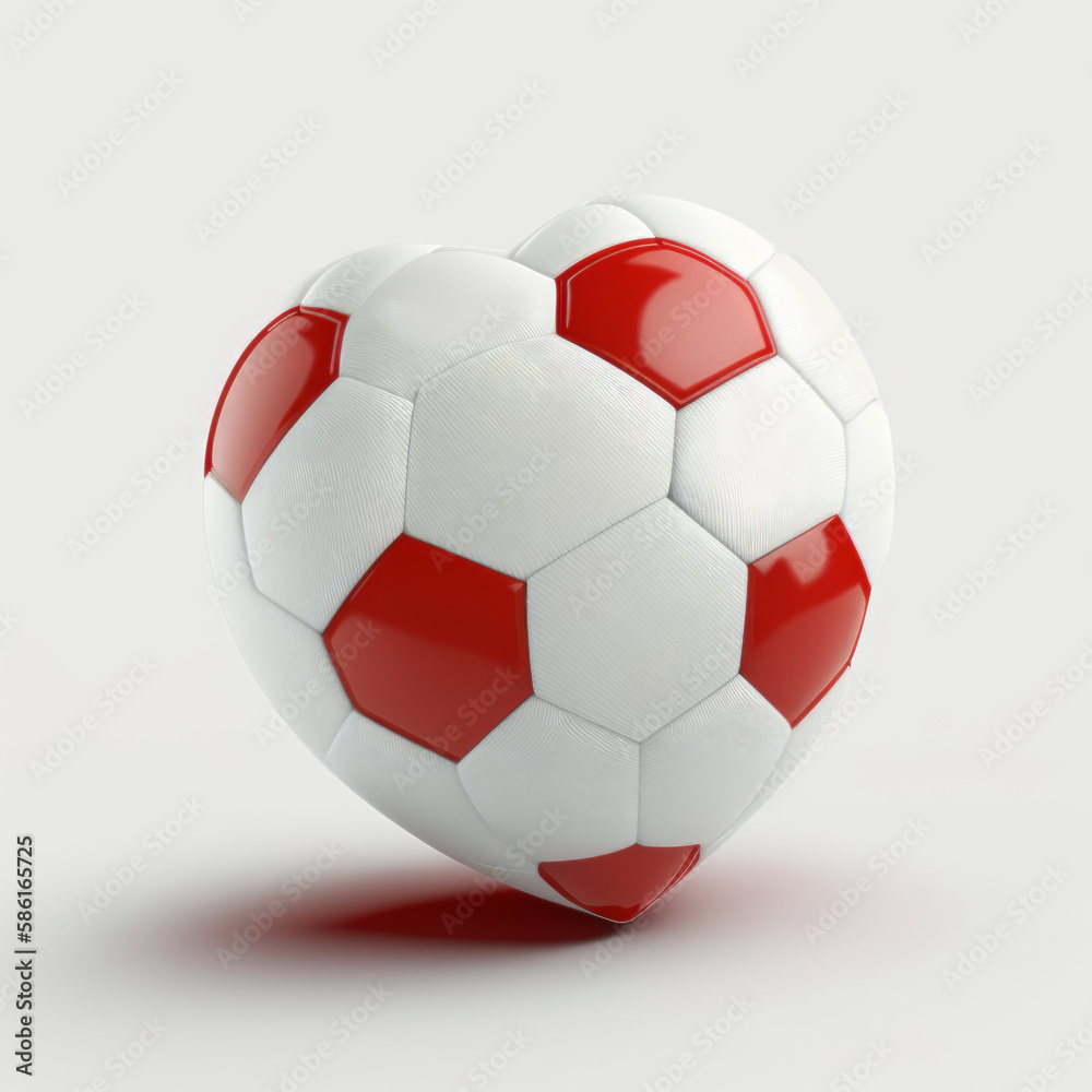 Generative AI illustration of soccer ball in form of heart Generative AI illustration of soccer ball in form of heart