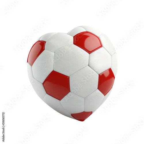 Generative AI illustration of heart shaped classic soccer ball