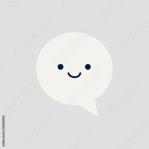 Modern Style Minimalist White Speech Bubble with Smiling Face on Gray Background - Vector Illustration, Design for Web, Apps and Social Media