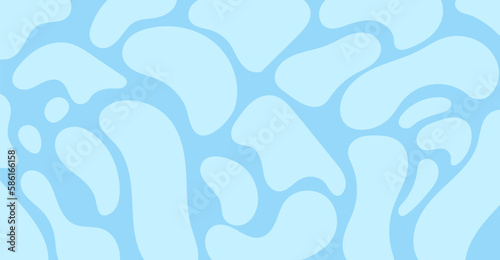 Blue water abstract background with waves. Hand drawn flat illustration.