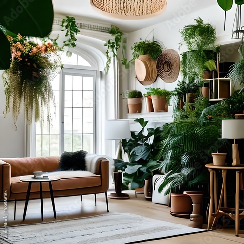 A Natural Haven: A Living Room Design with Lush Greenery and Plant Decor to Inspire Relaxation and Serenity