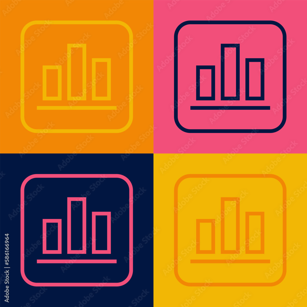 Pop art line Pie chart infographic icon isolated on color background. Diagram chart sign. Vector Pop art line Pie chart infographic icon isolated on color background. Diagram chart sign. Vector