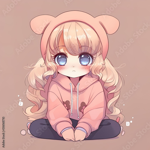 kawaii anime girl full of cuteness. Generative AI