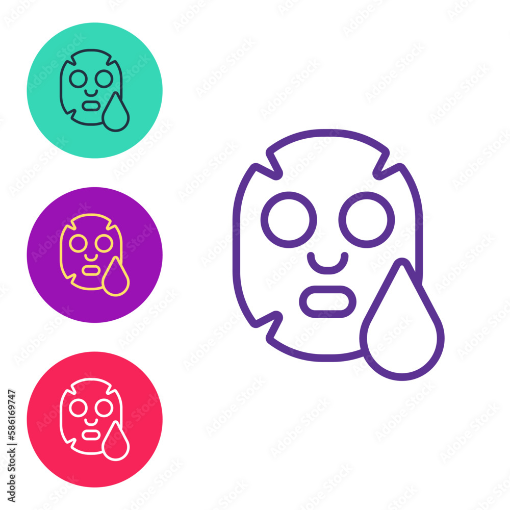 Set line Facial cosmetic mask icon isolated on white background. Cosmetology, medicine and health care. Set icons colorful. Vector Set line Facial cosmetic mask icon isolated on white background. Cosmetology, medicine and health care. Set icons colorful. Vector