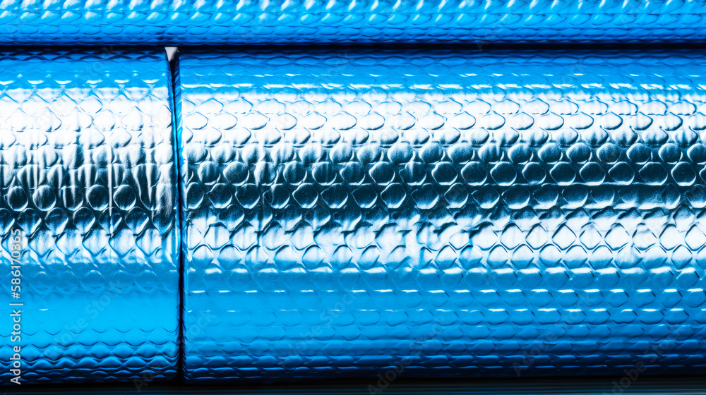 Naklejka premium Blue and silver duotone crumbeld aluminium tin can foil (AI generated)