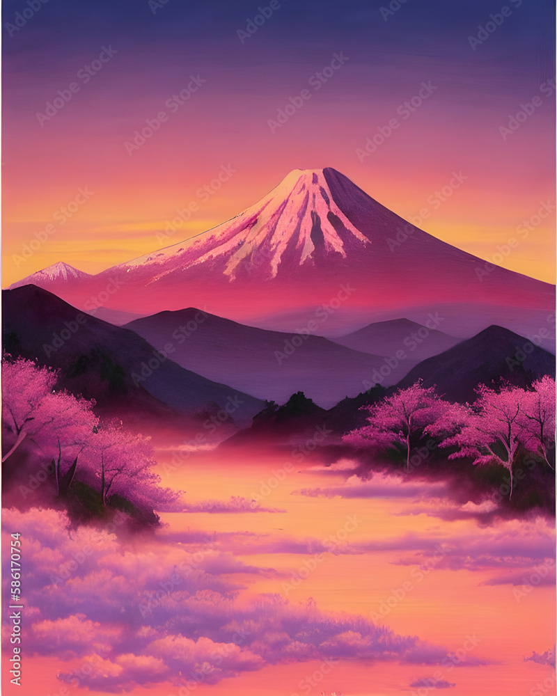 Fototapeta premium Pink Mountain Landscape