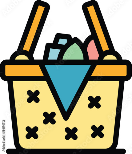 Weekend picnic basket icon. Outline Weekend picnic basket vector icon for web design isolated on white background color flat