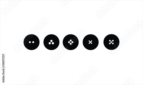 Button Designs 5 types isolated on White Background Black Color vector logo design
