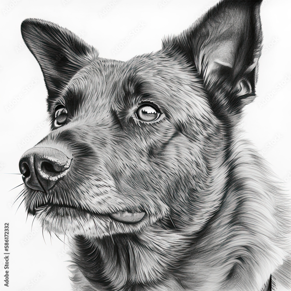 black and white dog, pencil sketch, grayscale, generated with generative ai black and white dog, pencil sketch, grayscale, generated with generative ai