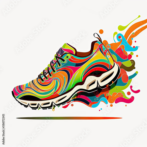 illustration of a shoe, colorful, abstract