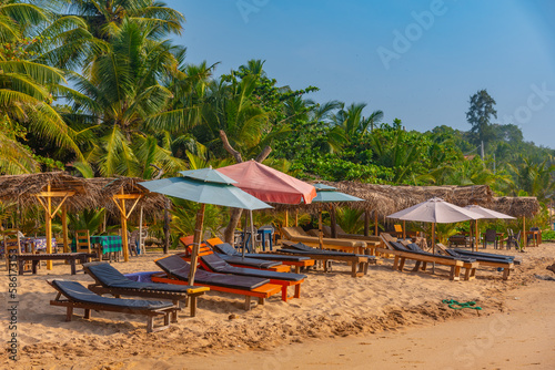 Sunbeds at Marakolliya beach, Sri Lanka photo