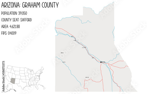 Large and detailed map of Graham county in Arizona  USA.