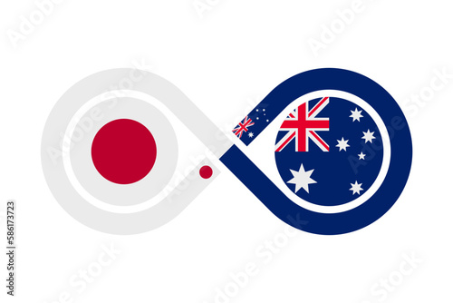 unity concept. japanese and australian english language translation icon. vector illustration isolated on white background