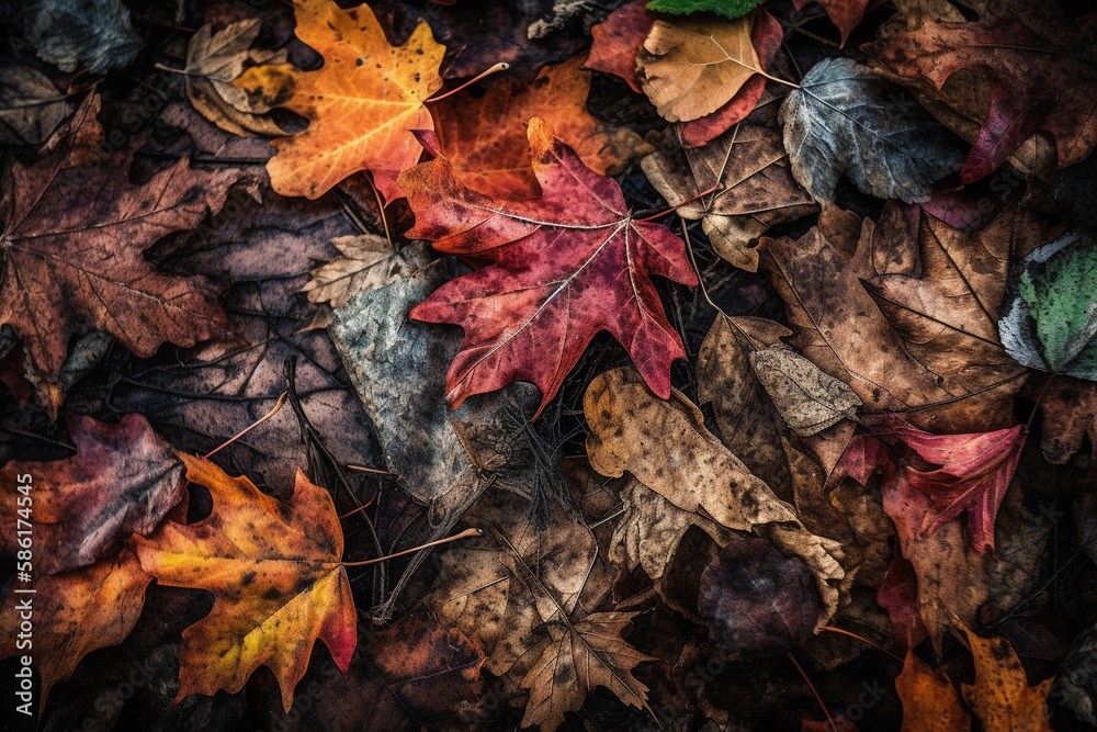 A colorful array of autumn leaves. generative AI.